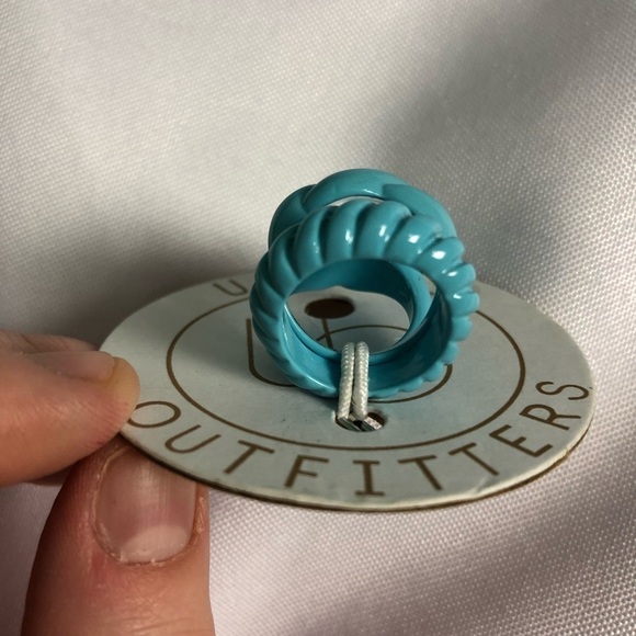 🤎 7 🤎 NWT UO Rings Jewelry Turquoise Blue Heavy Lacquer Finish Butterfly - Picture 2 of 4